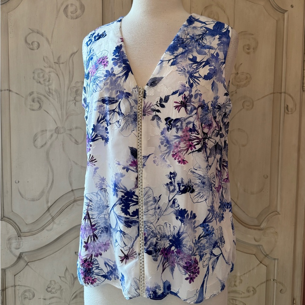 Floral & Pearls Sleeveless Top